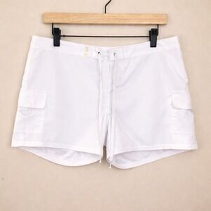 Beach Rays Womens White Board Shorts Size S‎ Drawstring Swim Coverup Cargo...